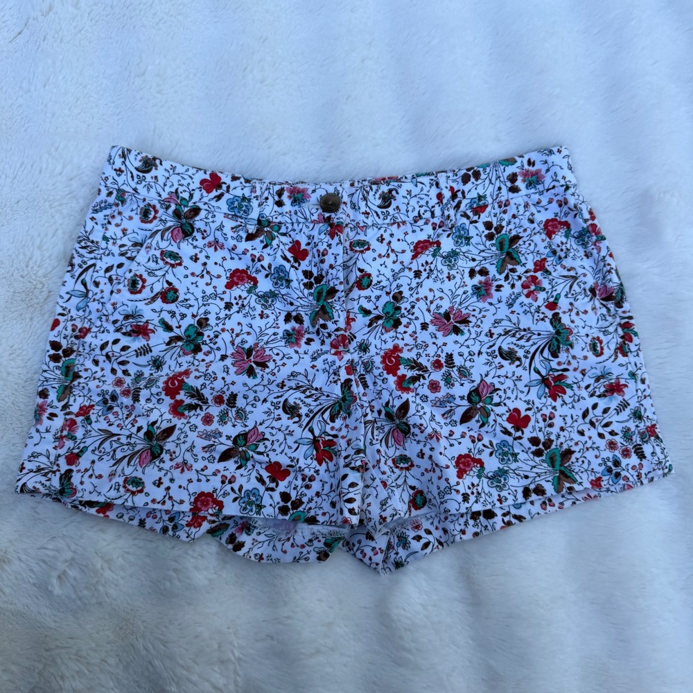 Gap Womens Floral Chino Shorts White Red Blue Botanical Print Size 4 - Picture 4 of 6